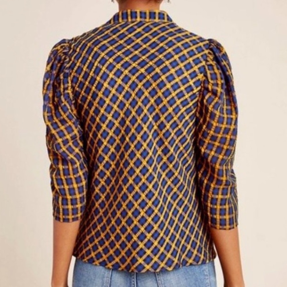 22. Eva Franco Blue & Orange Blouse Size 10 - Picture 7 of 9
